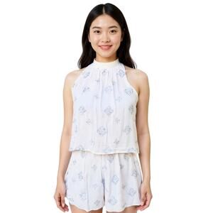 4SI3NNA Embroidered Halter Romper White EUC